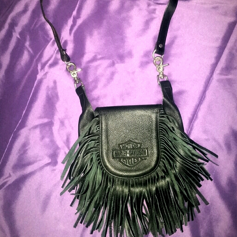 Harley Davidson black fringe purse